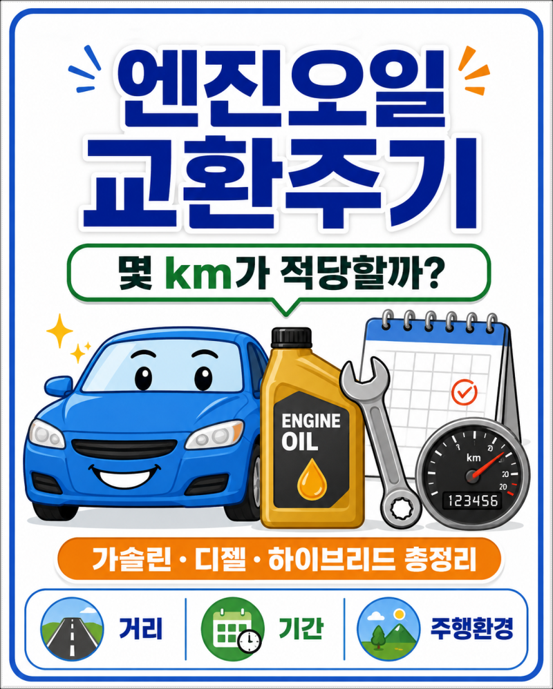 엔진오일 교환주기 몇 km가 적당할까? 가솔린·디젤·하이브리드 총정리