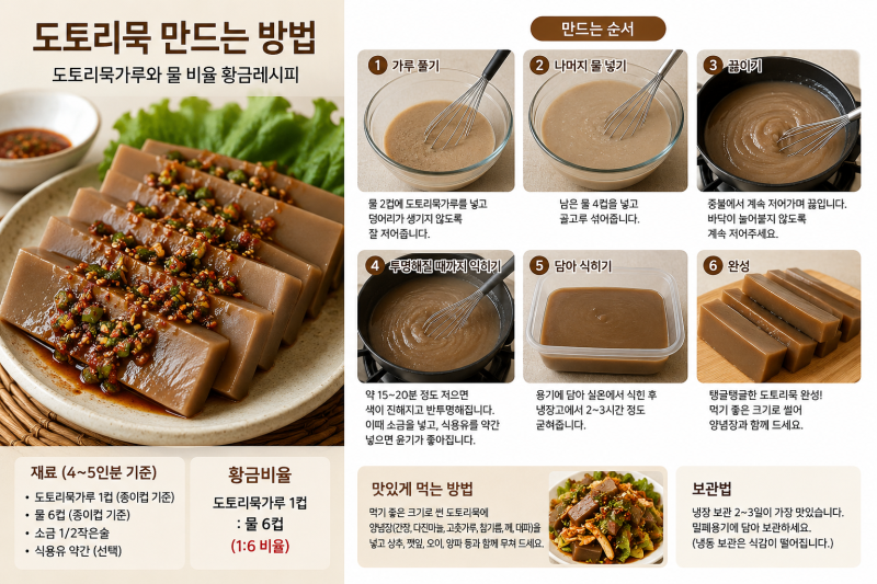 도토리묵 실패 없는 황금비율! 도토리묵가루와 물 비율만 알면 누구나 성공