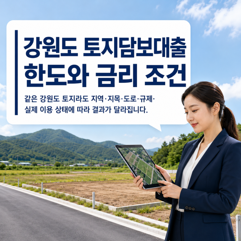 강원도 토지담보대출 한도·금리 조건｜춘천 원주 강릉 농지·임야·나대지 지목별 정리