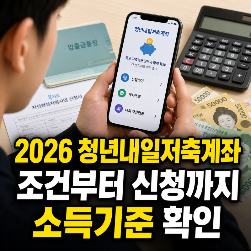 2026 청년내일저축계좌 조건, 신청방법, 소득기준 및 만기금액