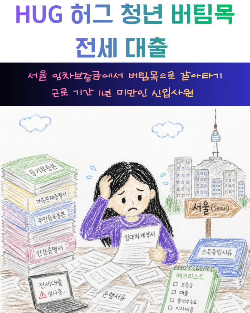 허그(Hug) 버팀목 청년 전세 대출 후기 2️⃣ (feat. 근로 1년 미만, 서울시 청년 임차보증금에서....