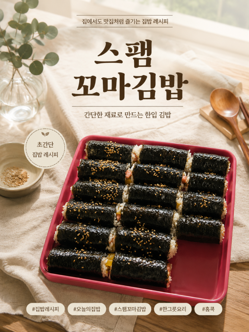 스팸 꼬마김밥 만들기 | 재료 3가지로 완성하는 초간단 김밥 레시피