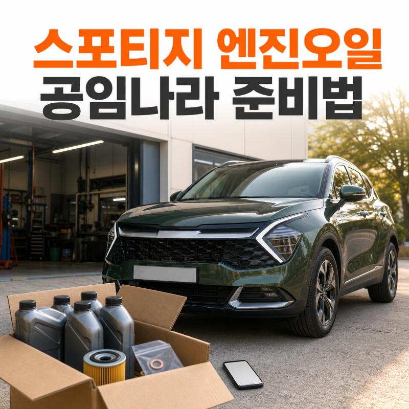 스포티지 NQ5 엔진오일 싸게 교체하는 법, 공임나라 준비물과 비용