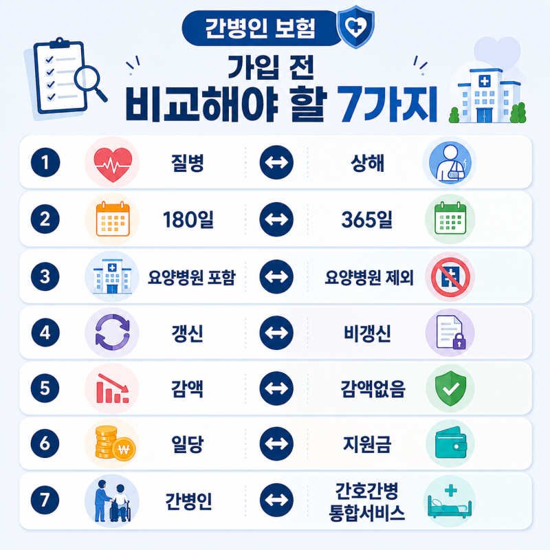간병인 보험추천, 가입 전 반드시 비교해야 할 7가지