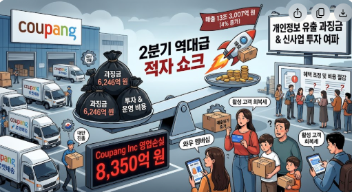 <b>쿠팡Inc</b> 영업손실 최대 <b>2분기</b> 8350억 <b>적자</b> 충격