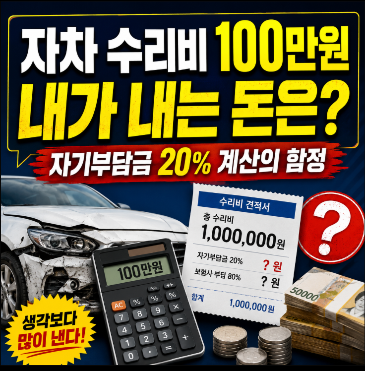 자동차보험 자기부담금 20%란? 자차 수리비별 최소·최대 금액 계산법