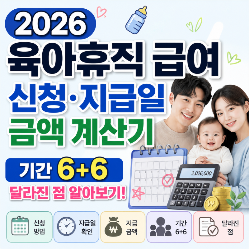 2026 육아휴직 급여신청 지급일 금액 계산기 기간 6+6 달라진점 알아보기