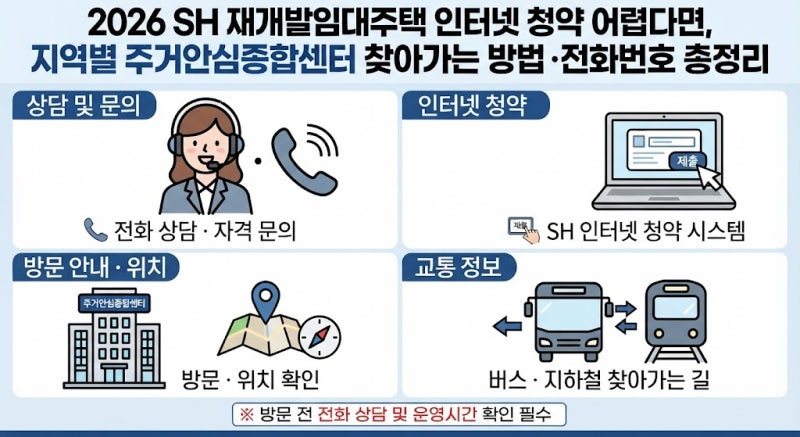 2026 SH 재개발임대주택 인터넷 청약 어렵다면, 지역별 주거안심종합센터 찾아가는 방법 ·전....