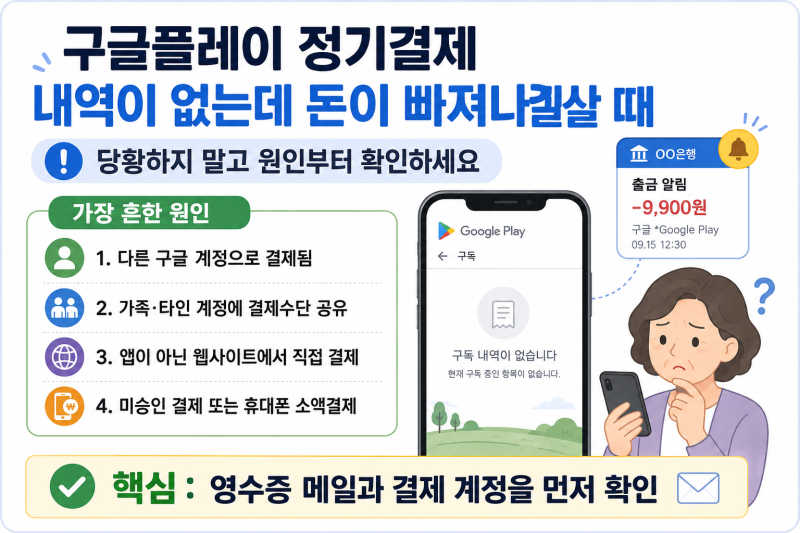 구글 정기결제 내역 없는데 매달 돈 나갈 때 진짜 계정 찾는 법과 원천 차단 팁