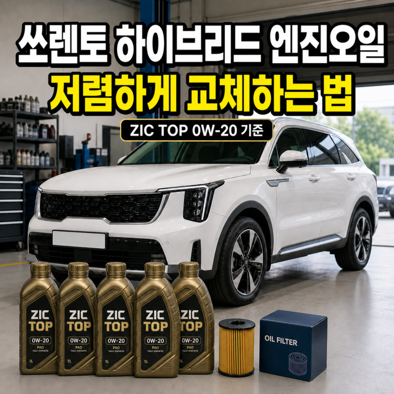 쏘렌토 하이브리드 ZIC TOP 0W-20 교체 비용, 4L만 넣어도 될까?