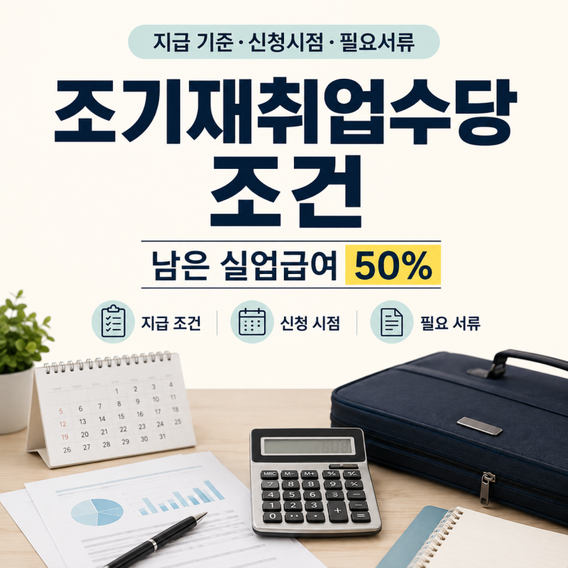 조기재취업수당 조건｜남은 실업급여 50% 지급 기준·신청시점·필요서류