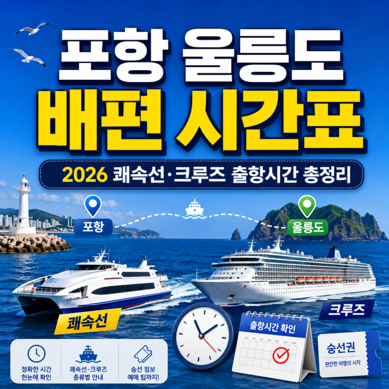 포항 울릉도 배편 시간표, 2026 쾌속선·크루즈 출항시간 총정리
