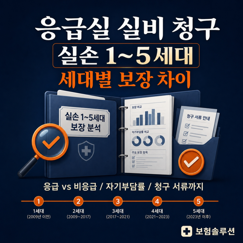 응급실 실비 청구, 실손 1~5세대 세대별 보장 차이 정리