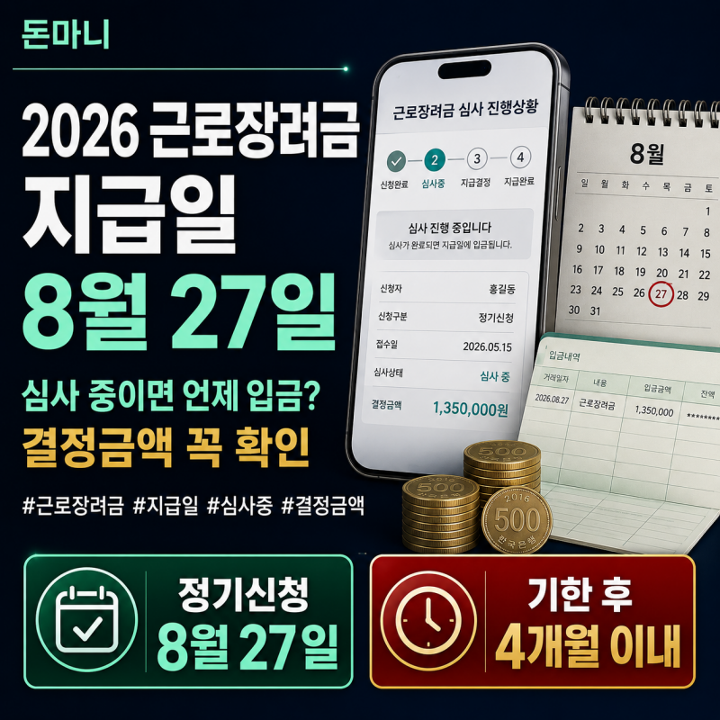 2026 근로장려금 지급일 8월 27일, 심사 중이면 언제 입금될까?