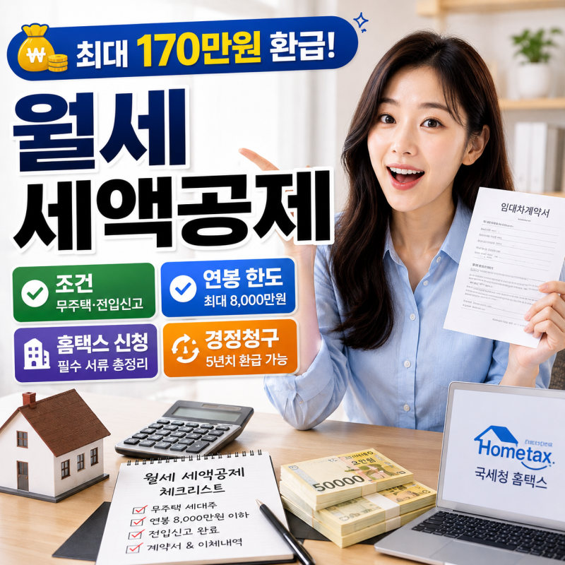 월세 세액공제 조건과 연봉 한도 총정리l 홈택스 신청 서류부터 경정청구까지