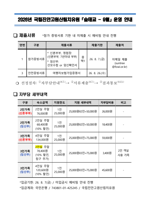 [국내태교여행] 국립진안고원산림원 '숲태교' 신청