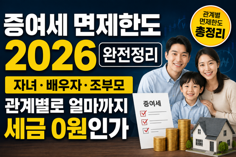 증여세 면제한도 2026 완전정리 — 자녀·배우자·조부모, 관계별로 얼마까지 세금 0원인가