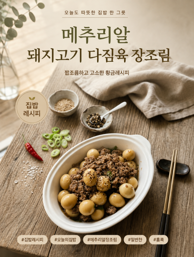 메추리알 돼지고기 다짐육 장조림 황금레시피 아이반찬 밥도둑 간장조림