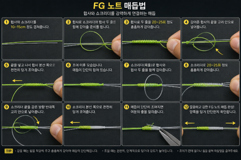원투낚시 FG노트 매듭법 완벽 가이드! 쇼크리더 연결 사진으로 쉽게 따라하기