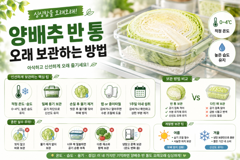 양배추 반 통 오래 보관하는 방법