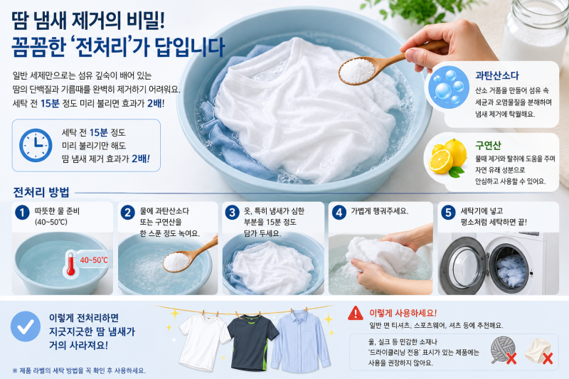 외출 후 옷에 밴 땀냄새 깔끔하게 없애는 세탁 관리 팁