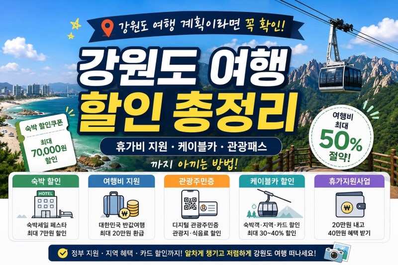 강원도 여행 할인 총정리｜휴가비 지원·케이블카·관광패스까지 아끼는 방법