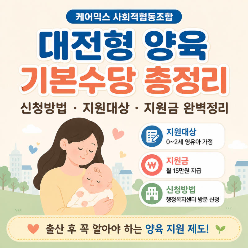 대전형 양육 기본수당 신청방법, 지원대상, 지원금 한눈에 총정리