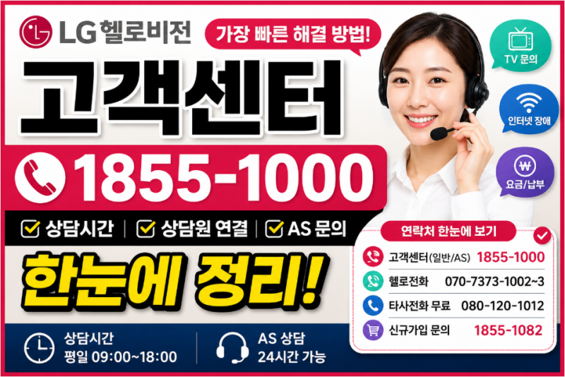 LG헬로비전 고객센터 전화번호｜상담시간·상담원 연결·AS 연락처 총정리