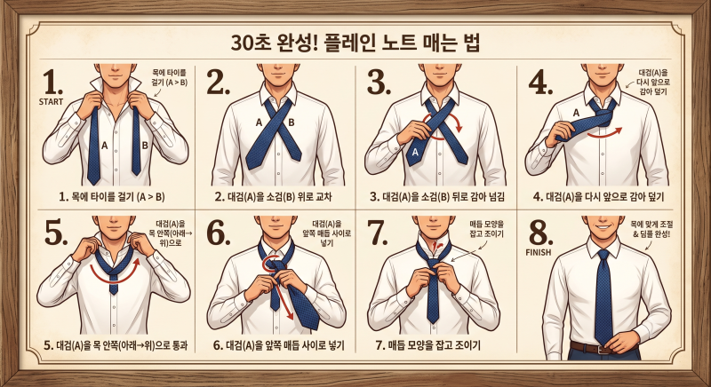 똥손 탈출! 상황별 인기 넥타이 매는 법 4가지 총정리 (플레인·윈저·하프윈저·더블노트)