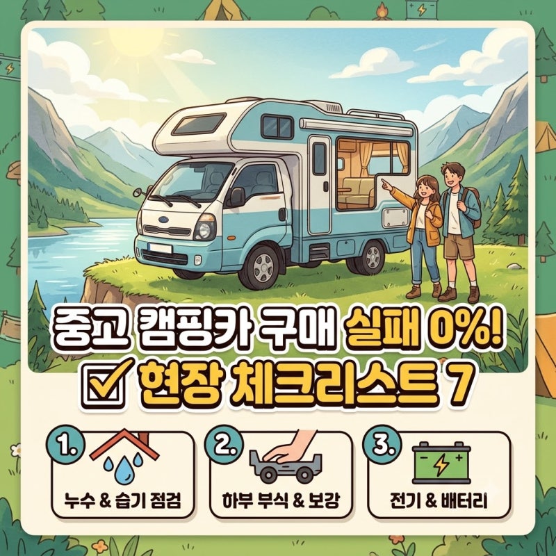 1톤 봉고3 중고 캠핑카 매매 전 필독! 누수·하부 부식 체크리스트 7가지