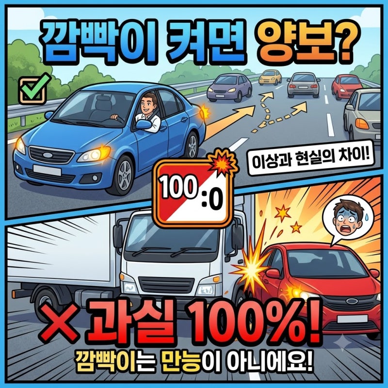 차선 변경 사고 과실비율: 깜빡이 켰는데 100:0 나오는 이유