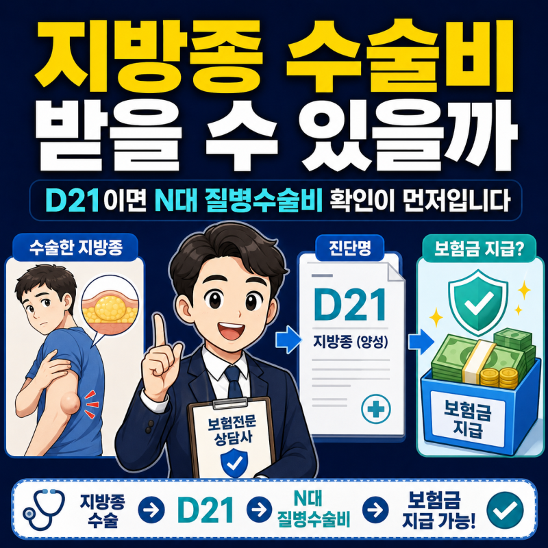 지방종 수술비, D21이면 N대 질병수술비 받을 수 있을까