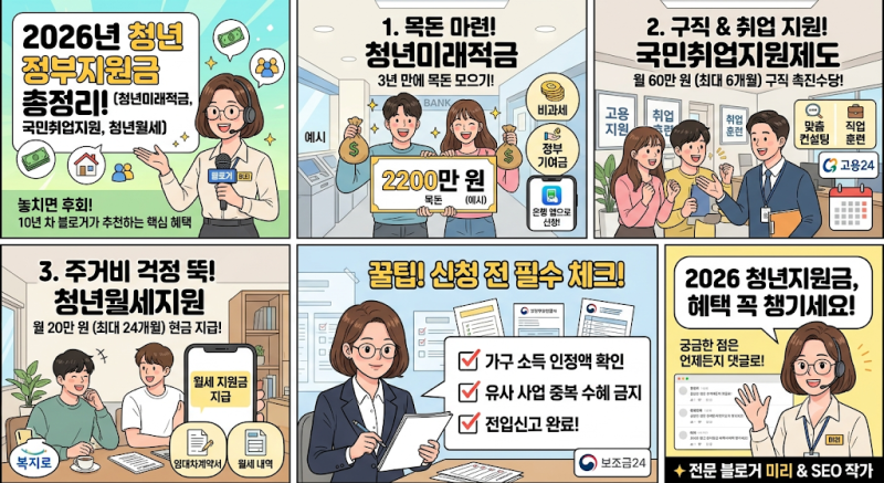 [2026년 정부지원금-청년] 2026년 청년 정부지원금 종류와 신청방법 총정리