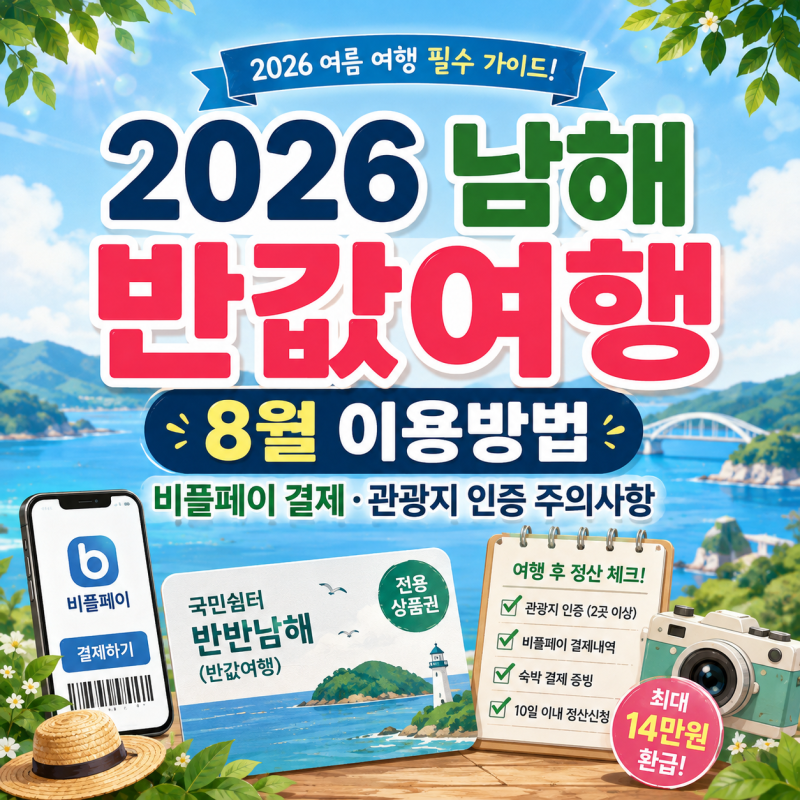 2026 남해 반값여행 8월 이용방법ㅣ비플페이 결제·관광지 인증 주의사항
