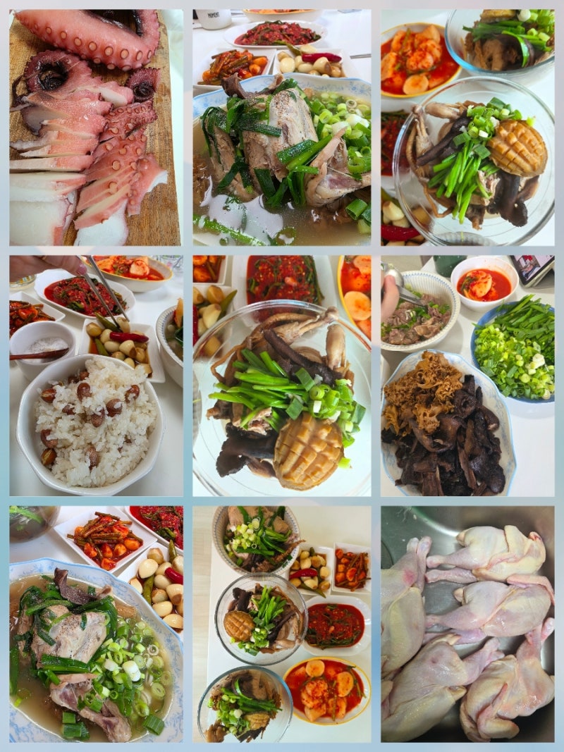 여름철보양식 귀한 재료들과 능이버섯 백숙만들기/친구들 위한 여름철보양식만들기