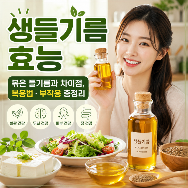 생들기름 효능, 볶은 들기름과 차이점 복용법 부작용 총정리