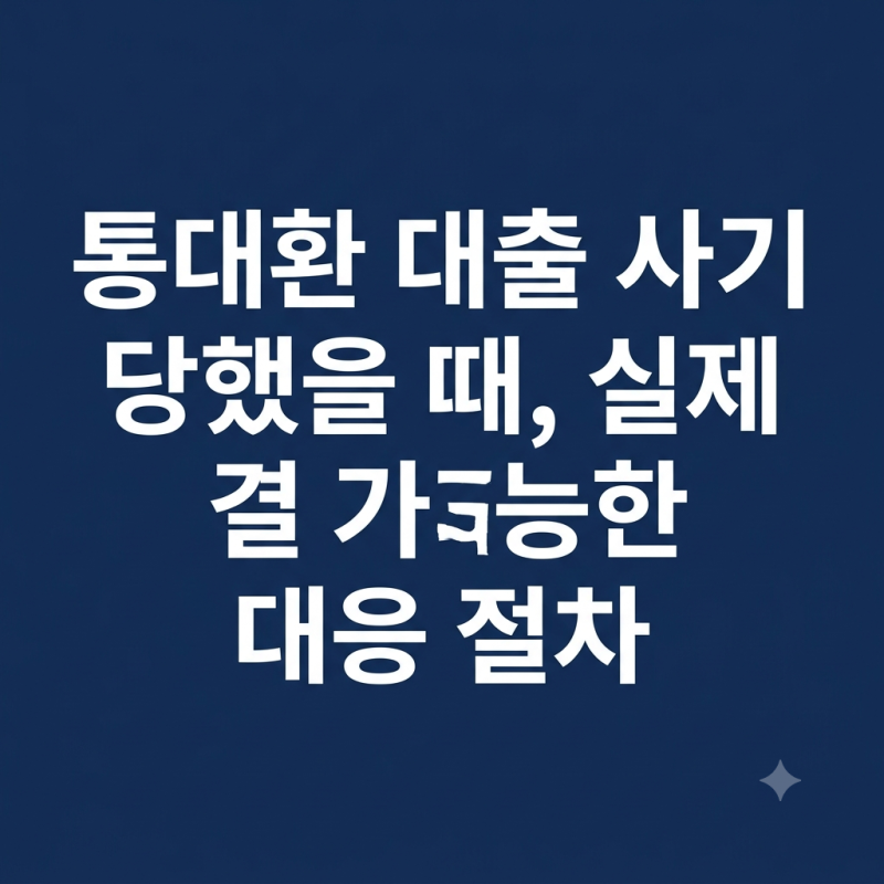 통대환 대출 사기 당했을 때, 실제 해결 가능한 대응 절차