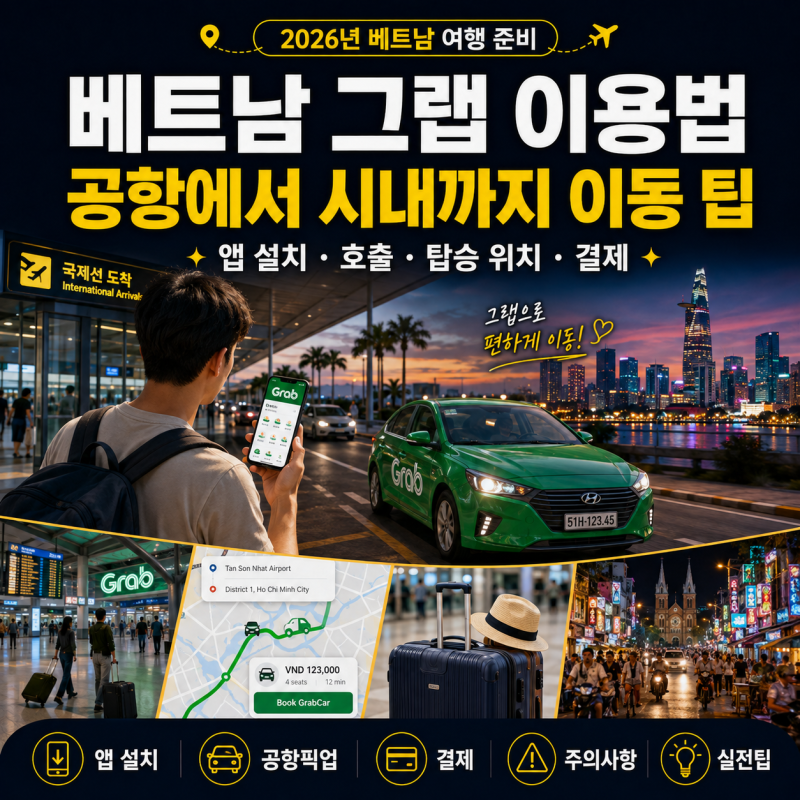 베트남 그랩 이용법, 호치민 하노이 다낭 공항에서 시내 이동 팁