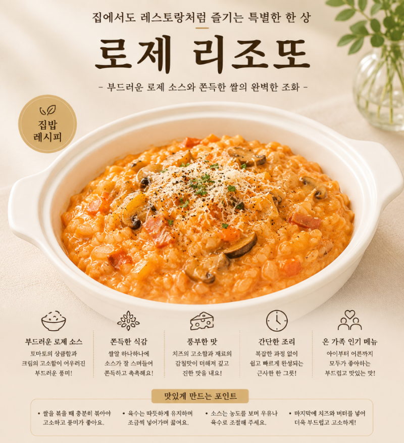 로제 소스 활용 로제리조또 레시피｜밥으로 만드는 간단 리조또
