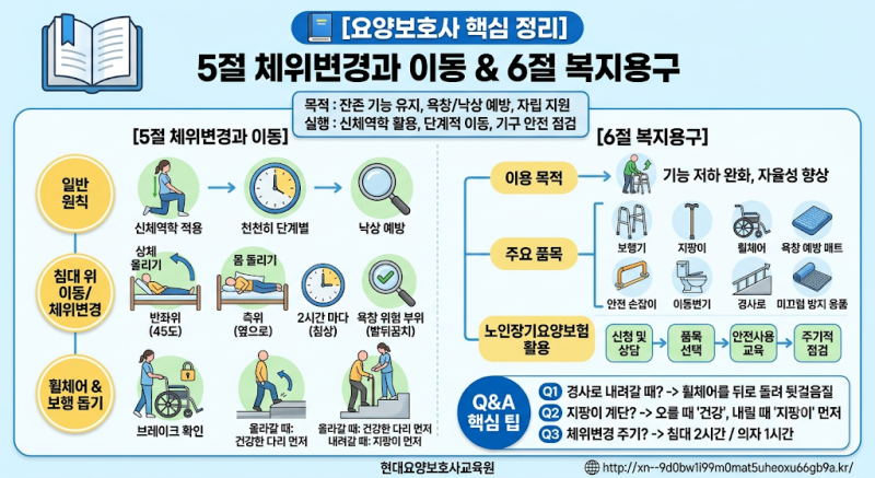 [요양보호사 핵심 정리] 5절 체위변경과 이동 및 6절 복지용구