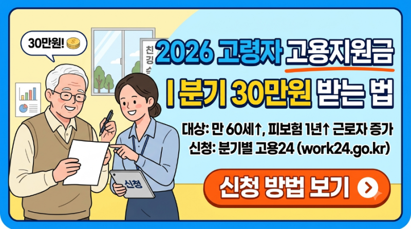 2026년 고령자 고용지원금 총정리｜지원 대상·지원금액·신청방법·필요서류 (최신)