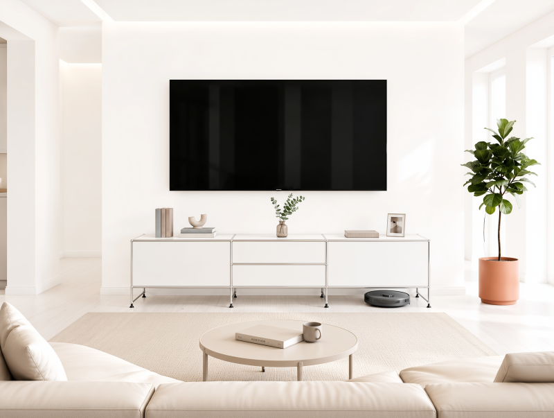 55인치·65인치·75인치 TV 거실장 사이즈 총정리｜1800 vs 2400 거실장 선택 가이드