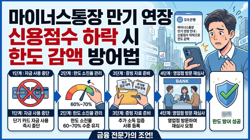마이너스통장 만기 연장 신용점수 하락 시 한도 감액 방어법