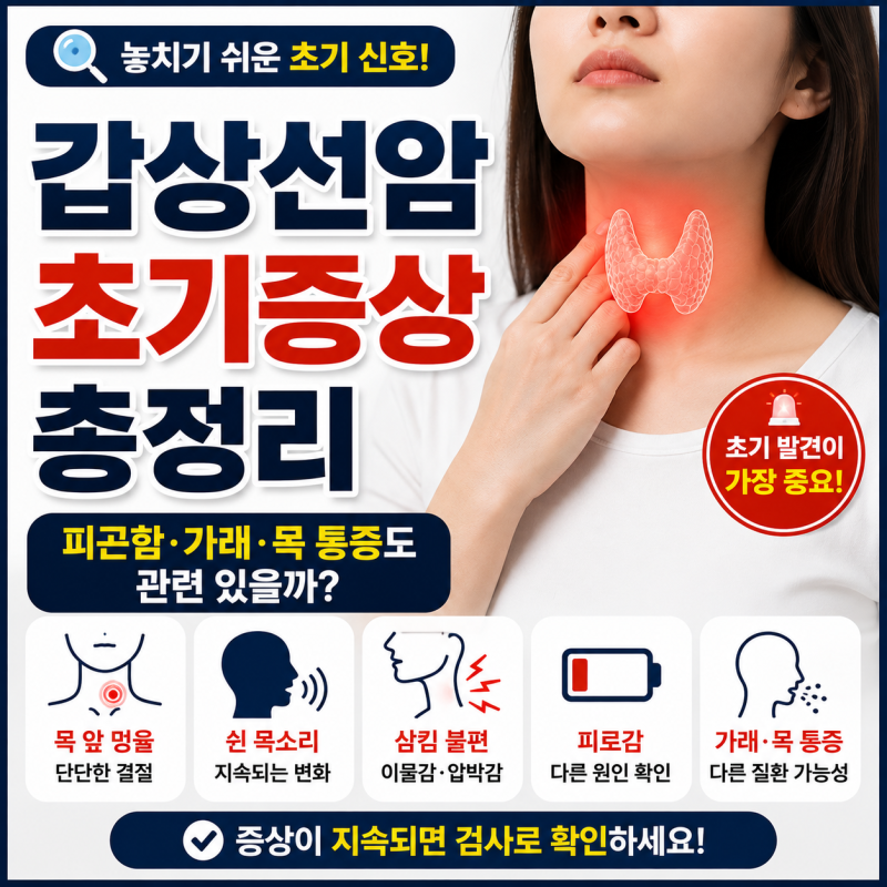 갑상선암 초기증상 총정리, 피곤함·가래·목 통증도 관련 있을까?
