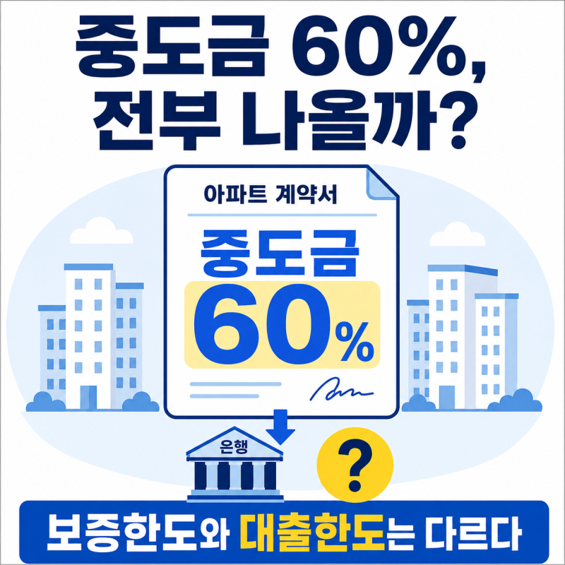 청약 중도금 대출 한도 60% 계산법, HUG·HF 보증액과 잔금 부족분 2026