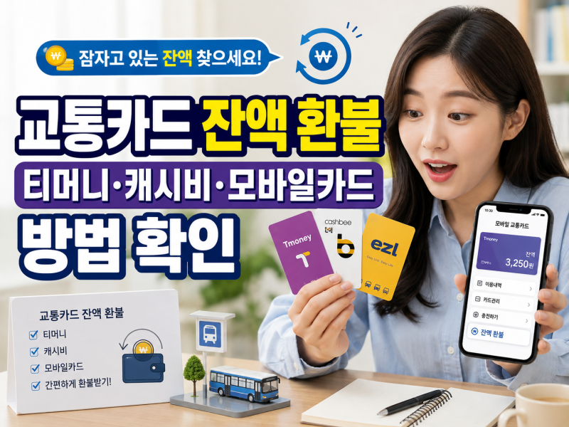 교통카드 잔액 환불 방법｜티머니·캐시비·모바일카드별 확인