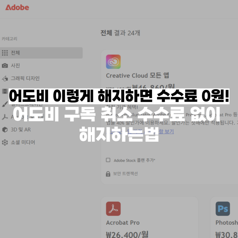 어도비 해지 수수료 없이 취소하는 방법! 조기 취소 위약금 100% 피해 환불받기