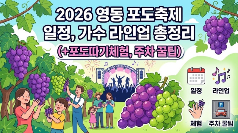 2026 영동 포도축제 일정, 가수 라인업 총정리 (+포도따기체험, 주차 꿀팁)