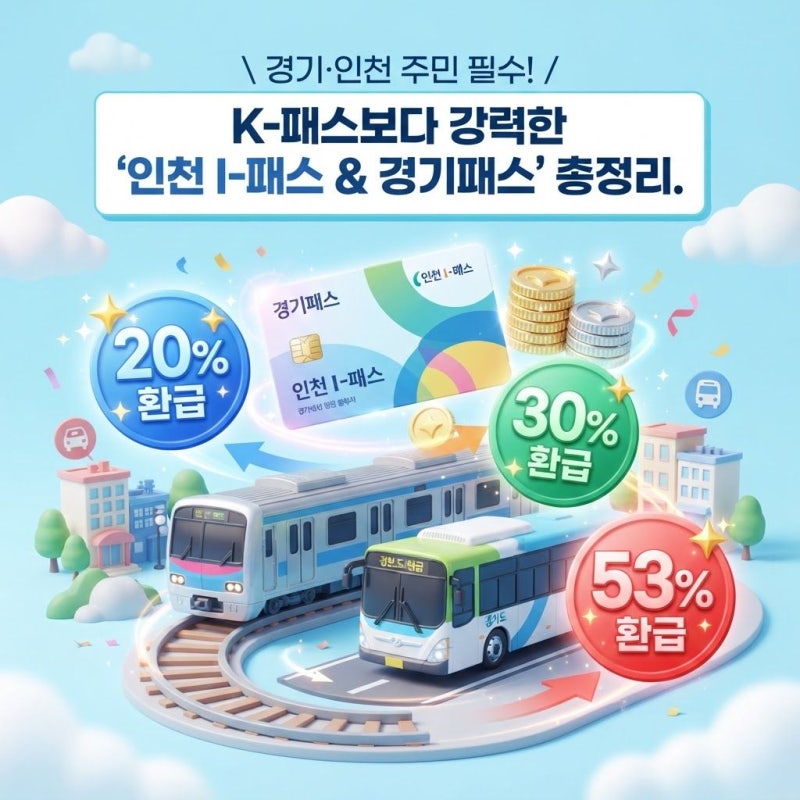 46. 수도권 주민 무제한 교통비 환급! K-패스 vs '인천 I-패스' & 'The 경기패스' 혜택 비교 및 자....