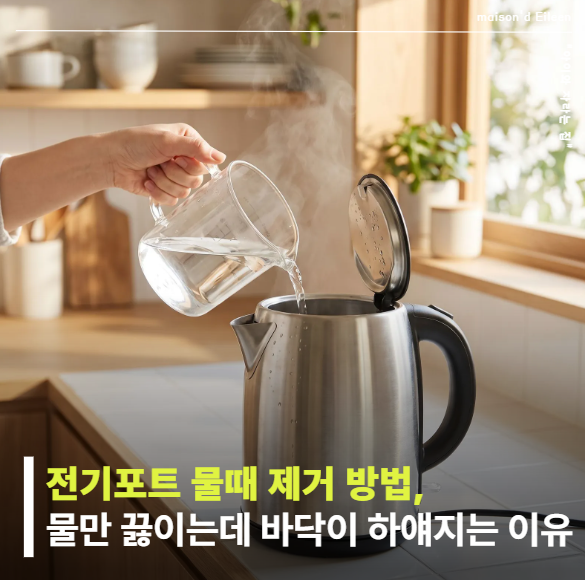 전기포트 물때 제거하는 방법, 물만 끓이는데 바닥이 하얘진 이유.